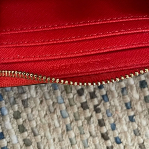Michael Kors Leather Red/ Tan Wristlet - Picture 5 of 7